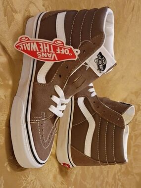 VANS Sk8-Hi Brown/White High-Top Skate Women's 5.5 Men's 4.0 Shoes